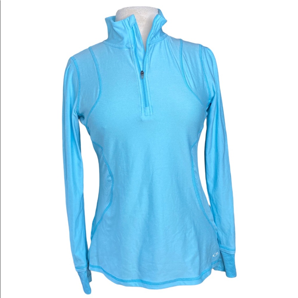 Champion pullover 1/4 zip, long sleeve back zip, gathered shoulders, lightweight - Picture 1 of 12